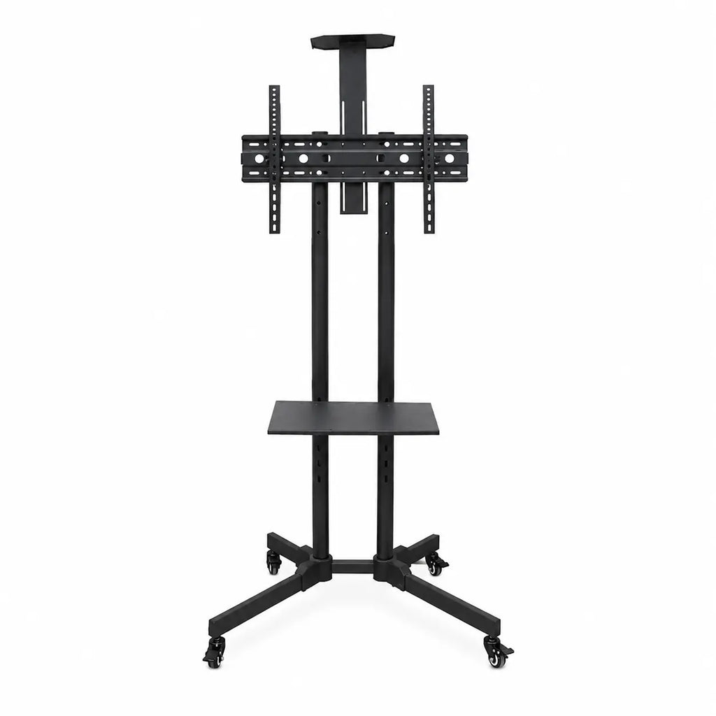 Mobile TV Cart Stand with Wheels and Dual Shelves