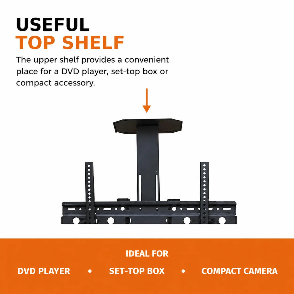 Mobile TV Cart Stand with Wheels and Dual Shelves