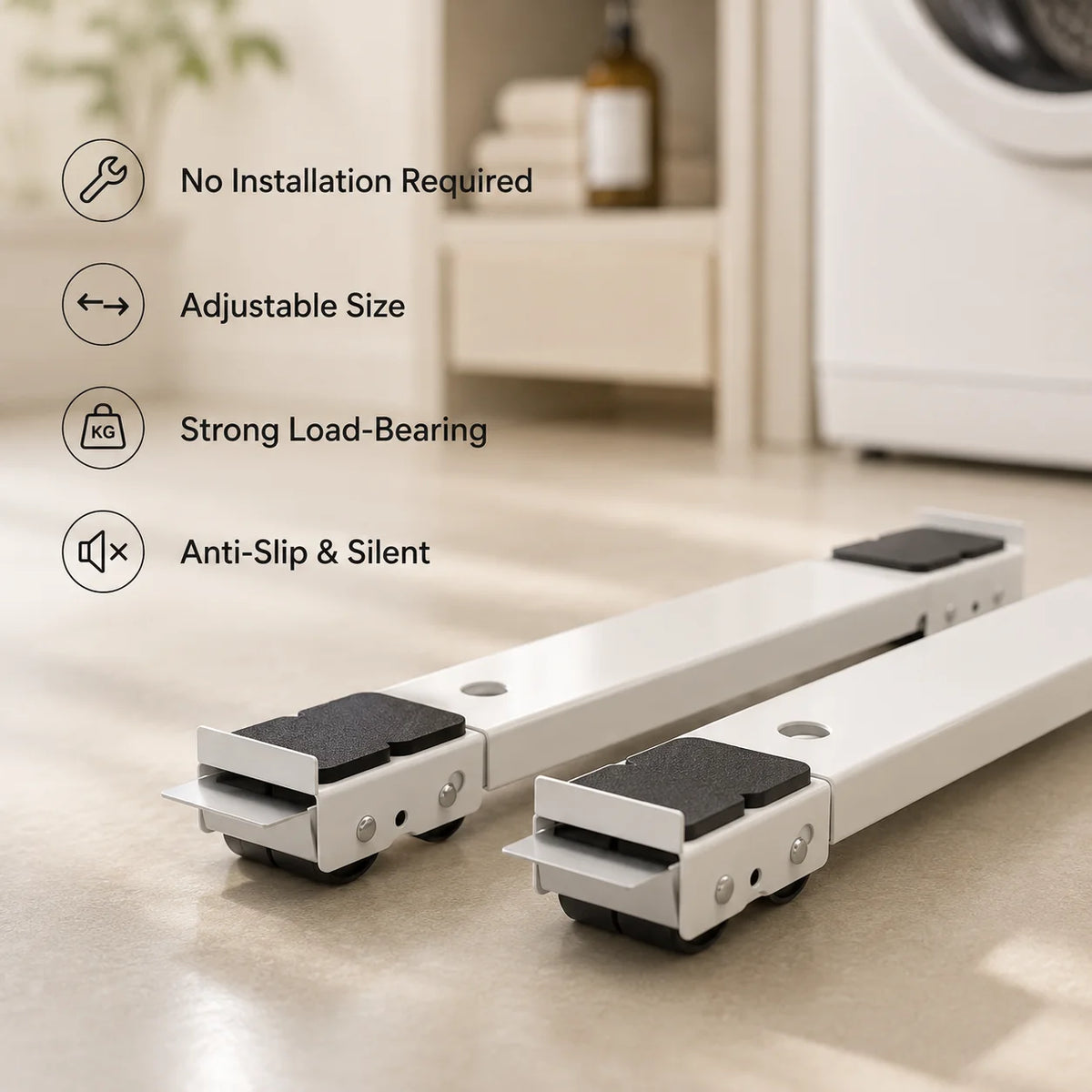 Heavy-Duty Adjustable Appliance Roller Stands (Set of 2)