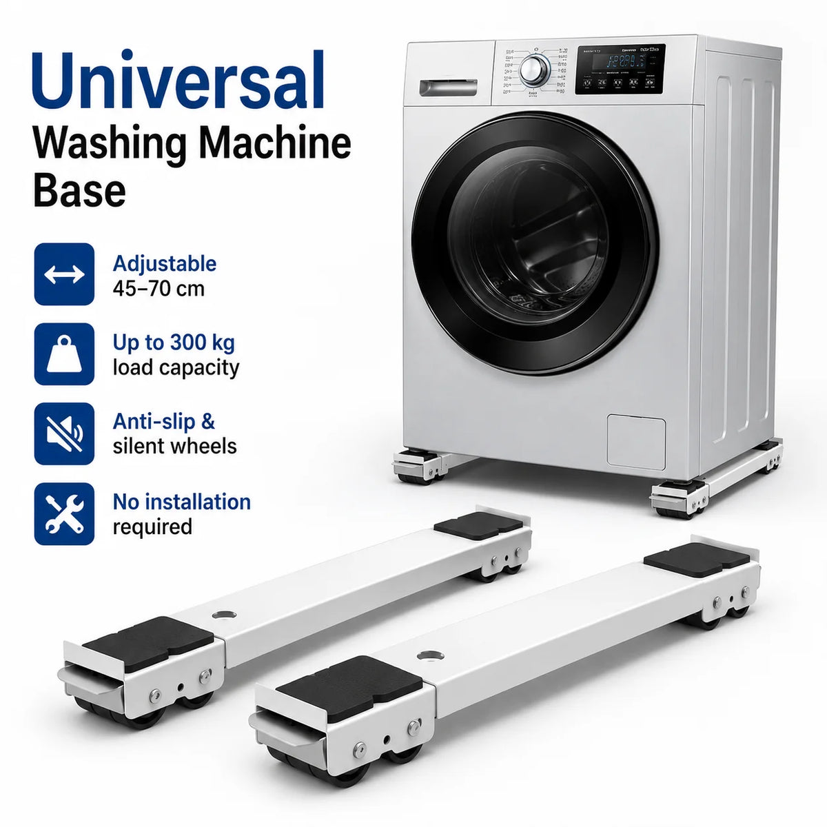 Heavy-Duty Adjustable Appliance Roller Stands (Set of 2)