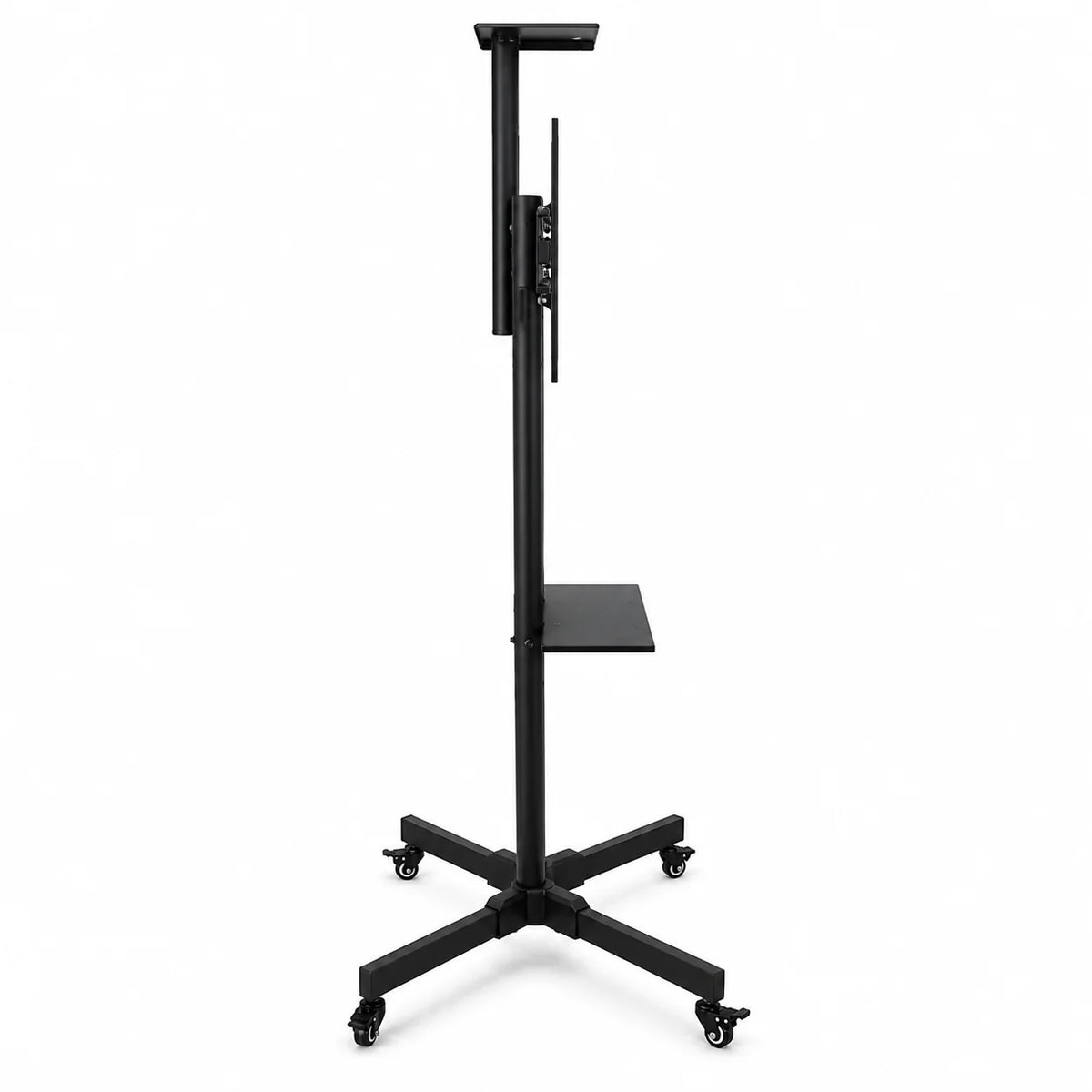Mobile TV Cart Stand with Wheels and Dual Shelves